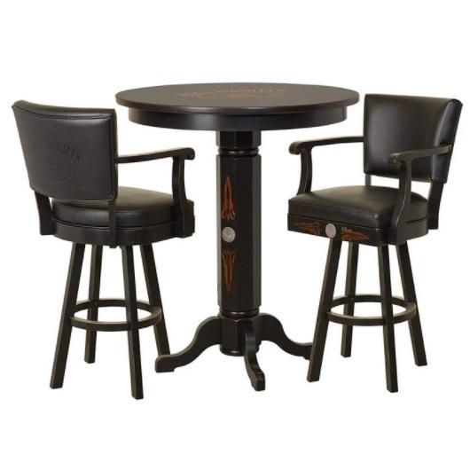 Wood Pub Table Backrest Barstool Set